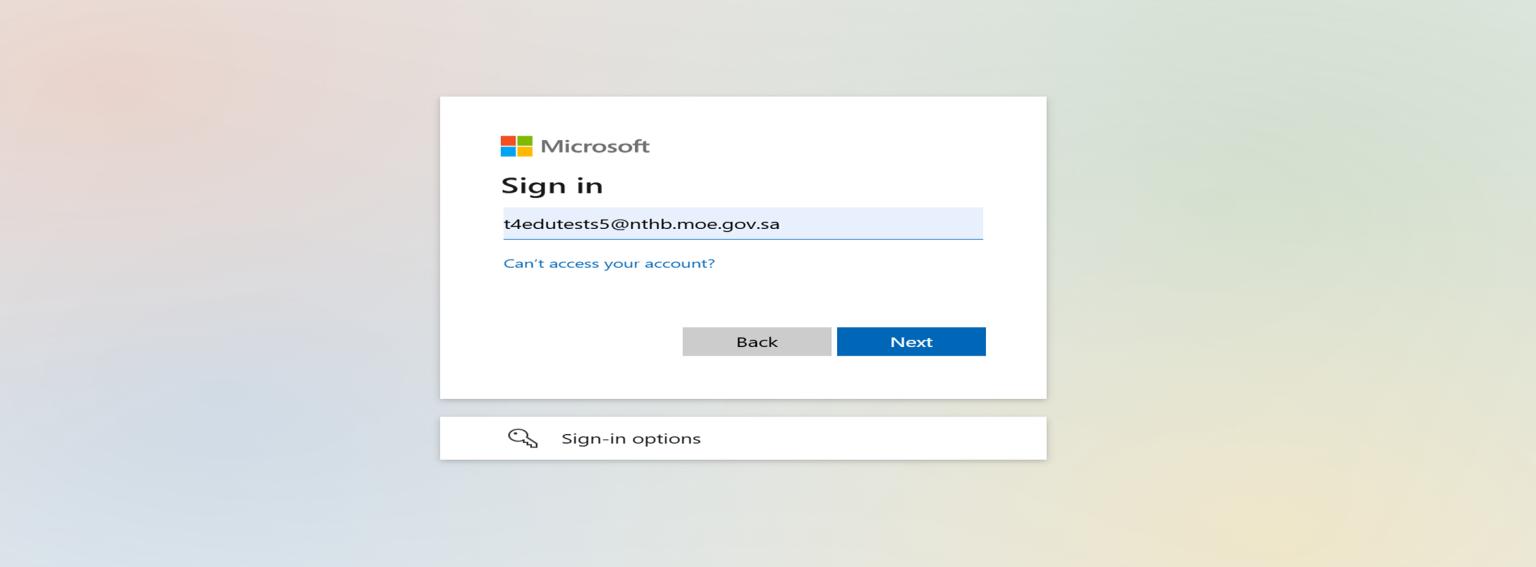 Microsoft sign-in form showing an @moe.gov.sa email address